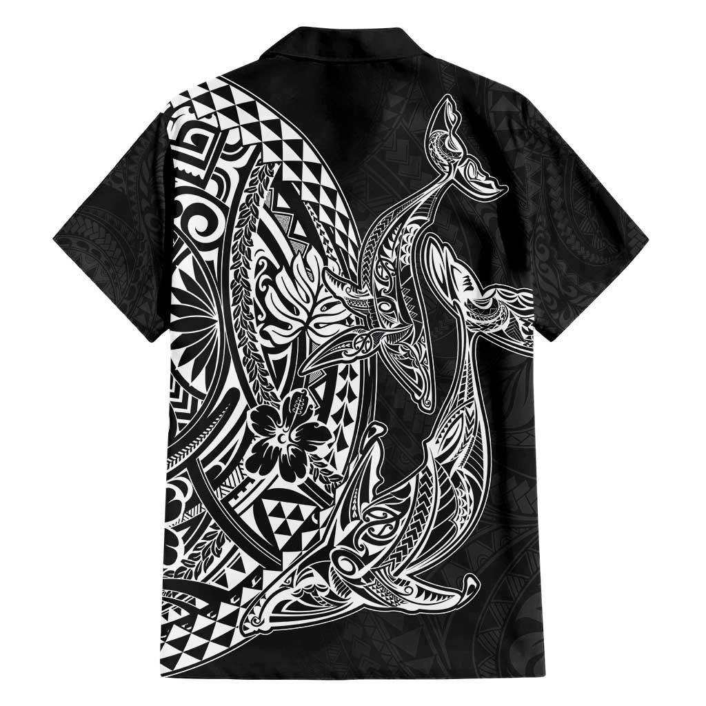 Hawaiian Whales Polynesian Art Motifs Hawaiian Shirt Black Color - Polynesian Pride
