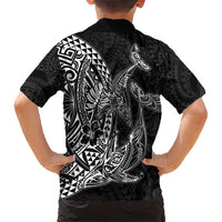 Hawaiian Whales Polynesian Art Motifs Hawaiian Shirt Black Color - Polynesian Pride