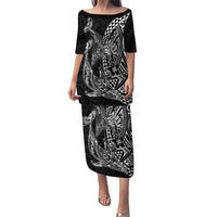 Hawaiian Whales Polynesian Art Motifs Puletasi Black Color - Polynesian Pride