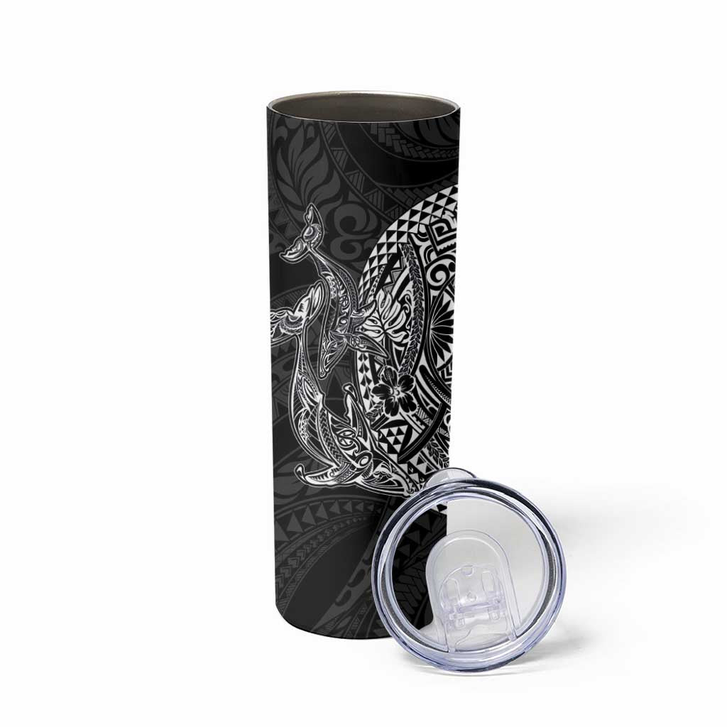 Hawaiian Whales Polynesian Art Motifs Skinny Tumbler Black Color LT03 - Polynesian Pride