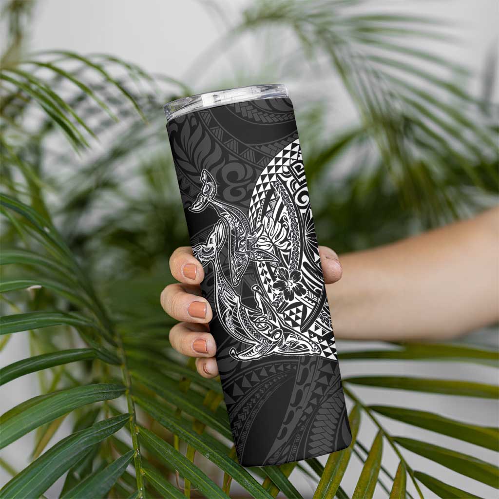 Hawaiian Whales Polynesian Art Motifs Skinny Tumbler Black Color LT03 - Polynesian Pride
