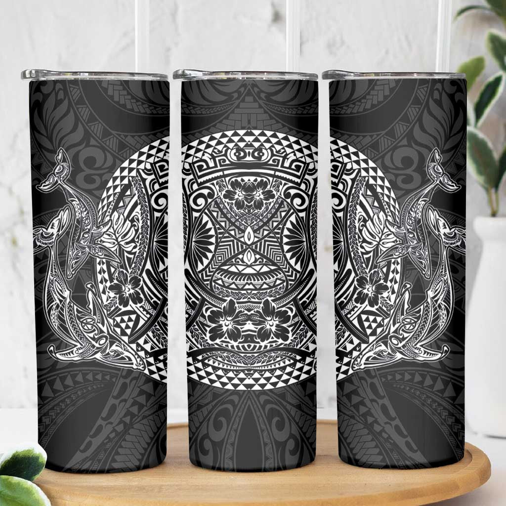 Hawaiian Whales Polynesian Art Motifs Skinny Tumbler Black Color LT03 - Polynesian Pride