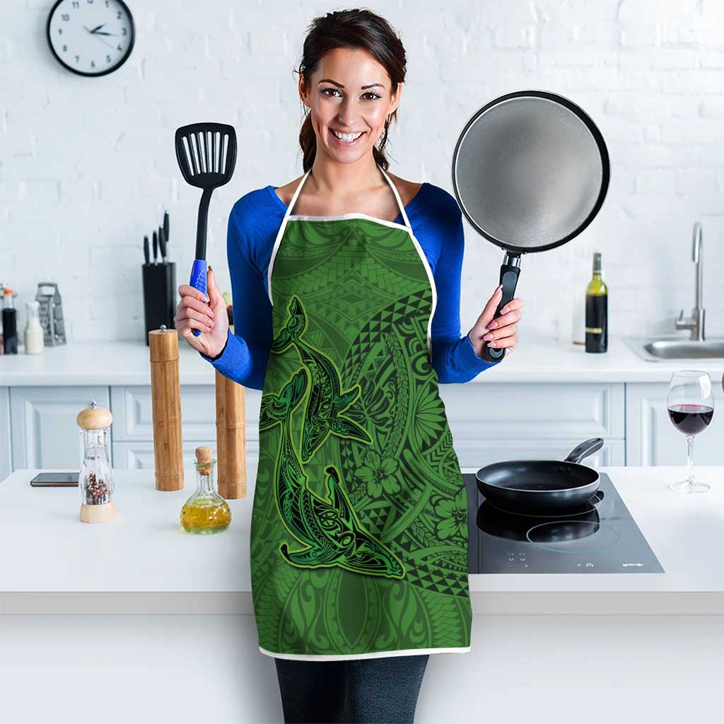 Hawaiian Whales Polynesian Art Motifs Apron Green Color LT03 - Polynesian Pride