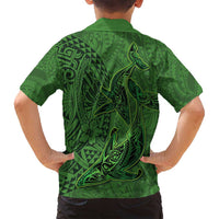 Hawaiian Whales Polynesian Art Motifs Family Matching Tank Maxi Dress and Hawaiian Shirt Green Color LT03 - Polynesian Pride