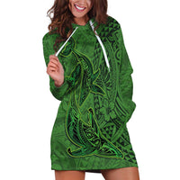 Hawaiian Whales Polynesian Art Motifs Hoodie Dress Green Color LT03 Green - Polynesian Pride