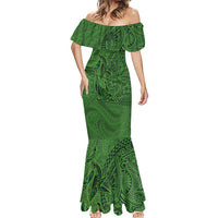 Hawaiian Whales Polynesian Art Motifs Mermaid Dress Green Color LT03 - Polynesian Pride