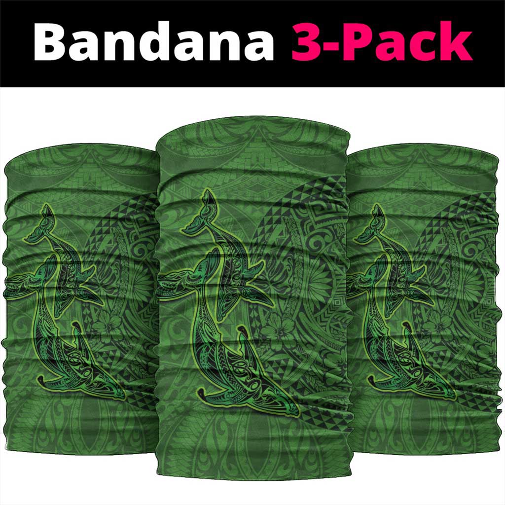 Hawaiian Whales Polynesian Art Motifs Neck Gaiter Green Color - Polynesian Pride
