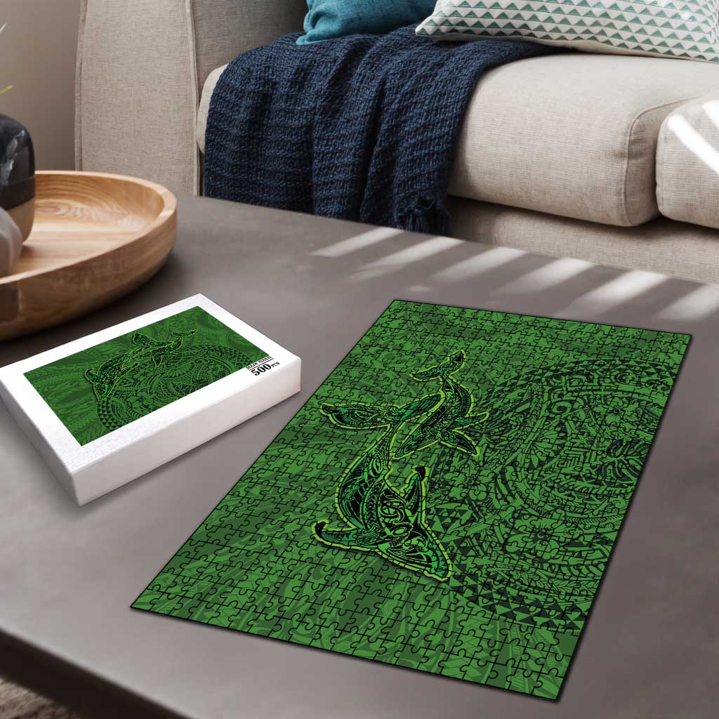 Hawaiian Whales Polynesian Art Motifs Puzzle Green Color LT03 - Polynesian Pride