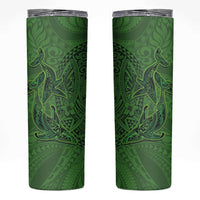 Hawaiian Whales Polynesian Art Motifs Skinny Tumbler Green Color LT03 Green - Polynesian Pride