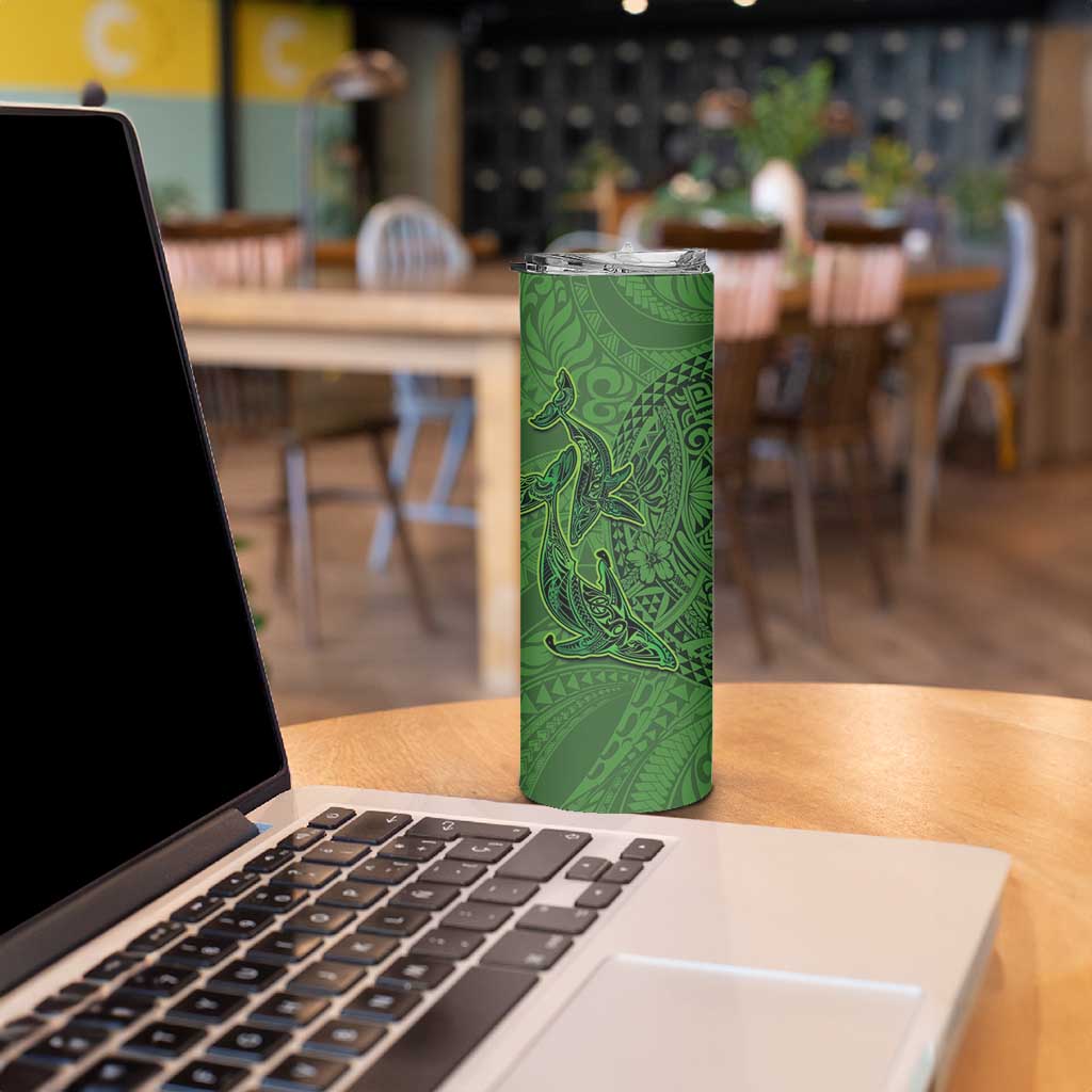 Hawaiian Whales Polynesian Art Motifs Skinny Tumbler Green Color LT03 - Polynesian Pride