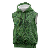 Hawaiian Whales Polynesian Art Motifs Sleeveless Hoodie Green Color LT03 Green - Polynesian Pride