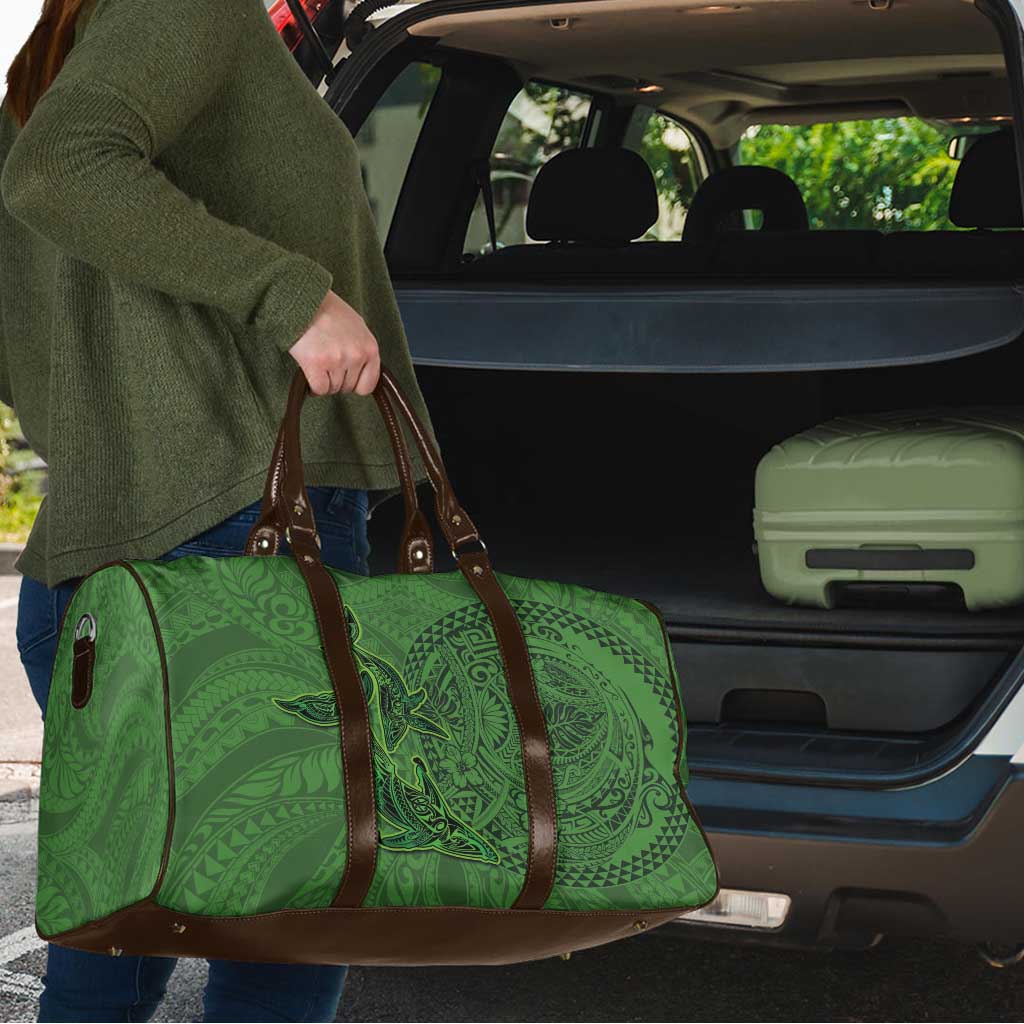 Hawaiian Whales Polynesian Art Motifs Travel Bag Green Color - Polynesian Pride