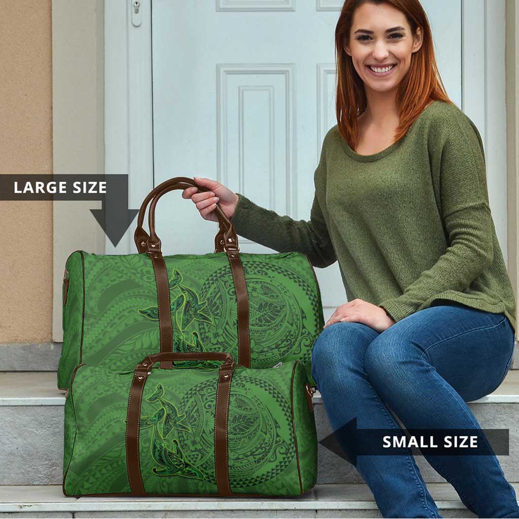 Hawaiian Whales Polynesian Art Motifs Travel Bag Green Color - Polynesian Pride