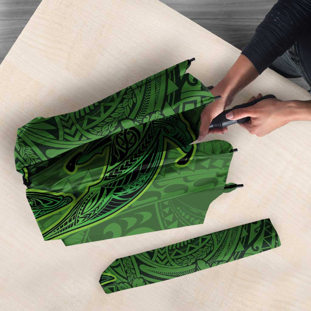 Hawaiian Whales Polynesian Art Motifs Umbrella Green Color - Polynesian Pride