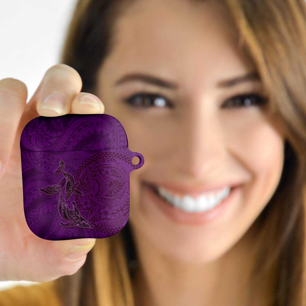 Hawaiian Whales Polynesian Art Motifs AirPods Case Purple Color LT03 - Polynesian Pride