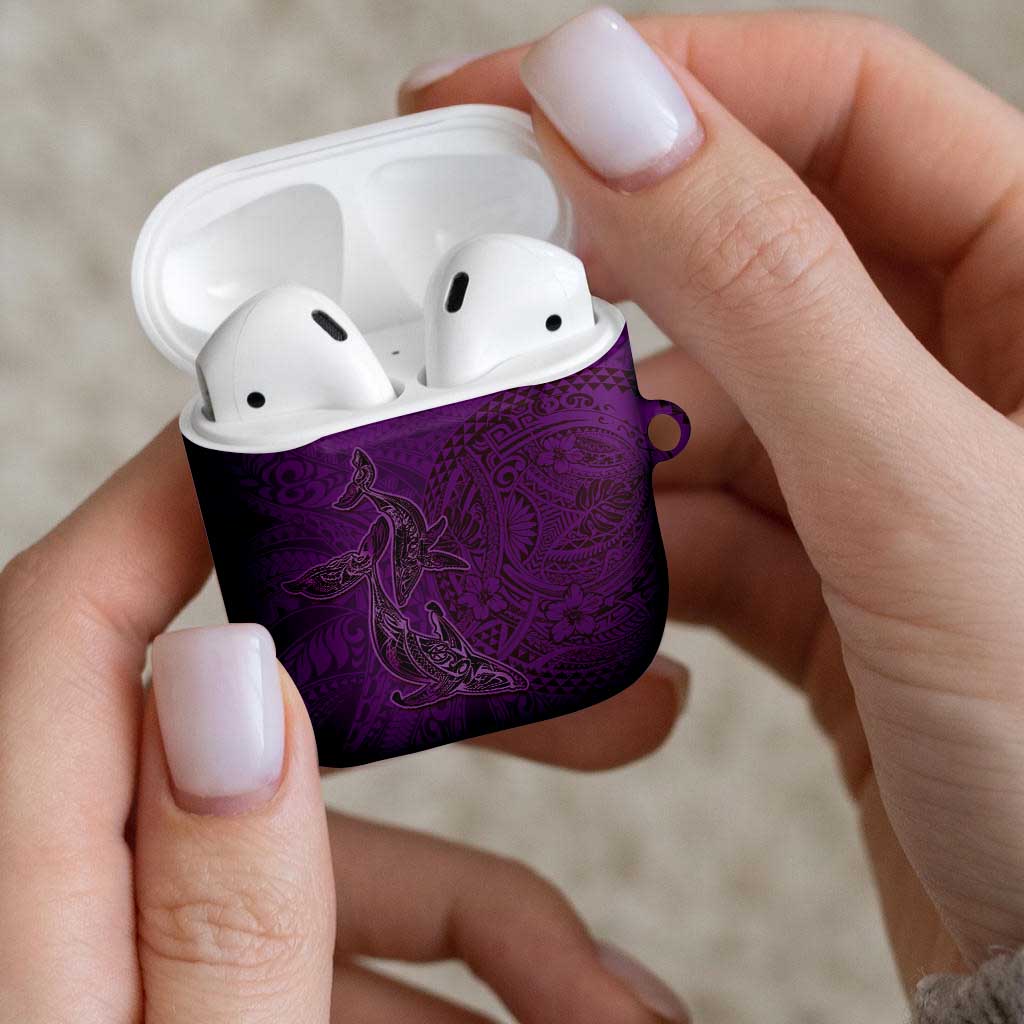 Hawaiian Whales Polynesian Art Motifs AirPods Case Purple Color LT03 - Polynesian Pride