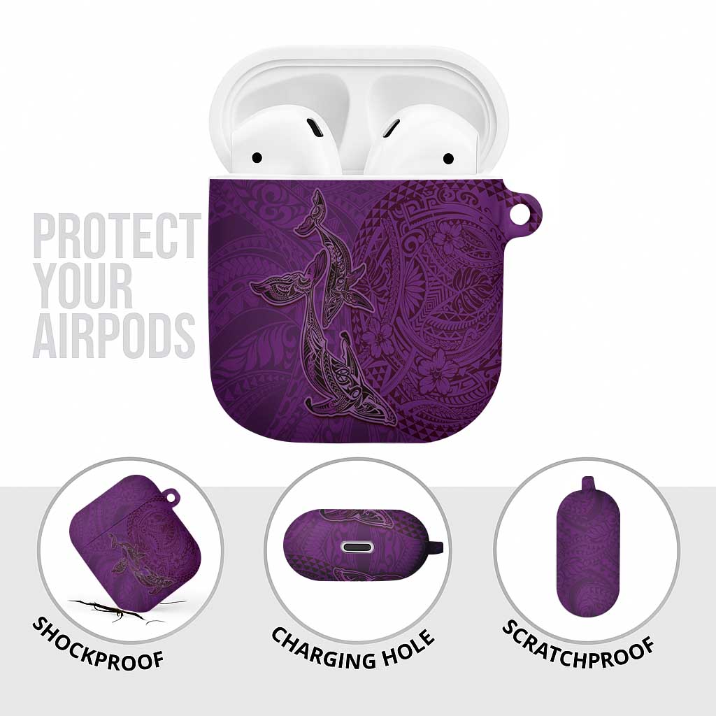 Hawaiian Whales Polynesian Art Motifs AirPods Case Purple Color LT03 - Polynesian Pride