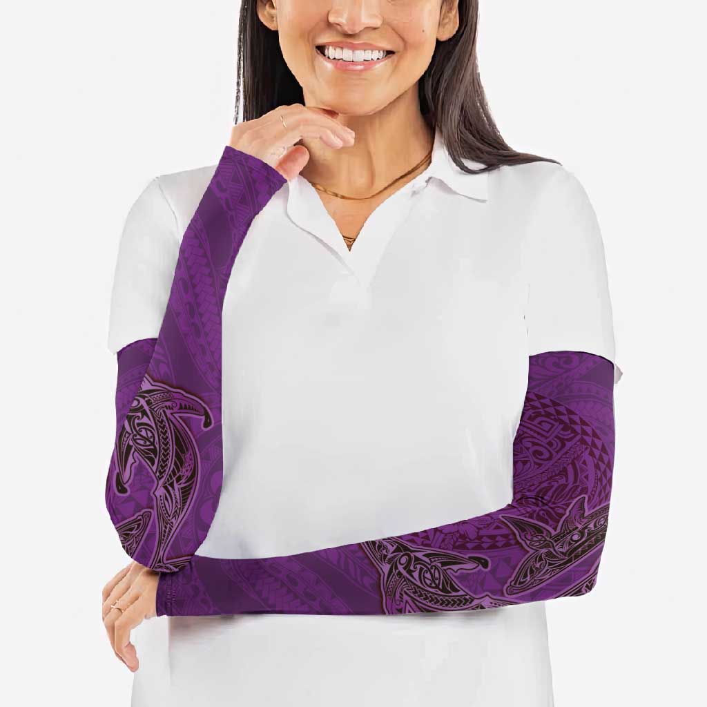Hawaiian Whales Polynesian Art Motifs Arm Sleeves Purple Color - Polynesian Pride