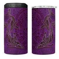 Hawaiian Whales Polynesian Art Motifs 4 in 1 Can Cooler Tumbler Purple Color LT03 One Size: 16 oz Purple - Polynesian Pride