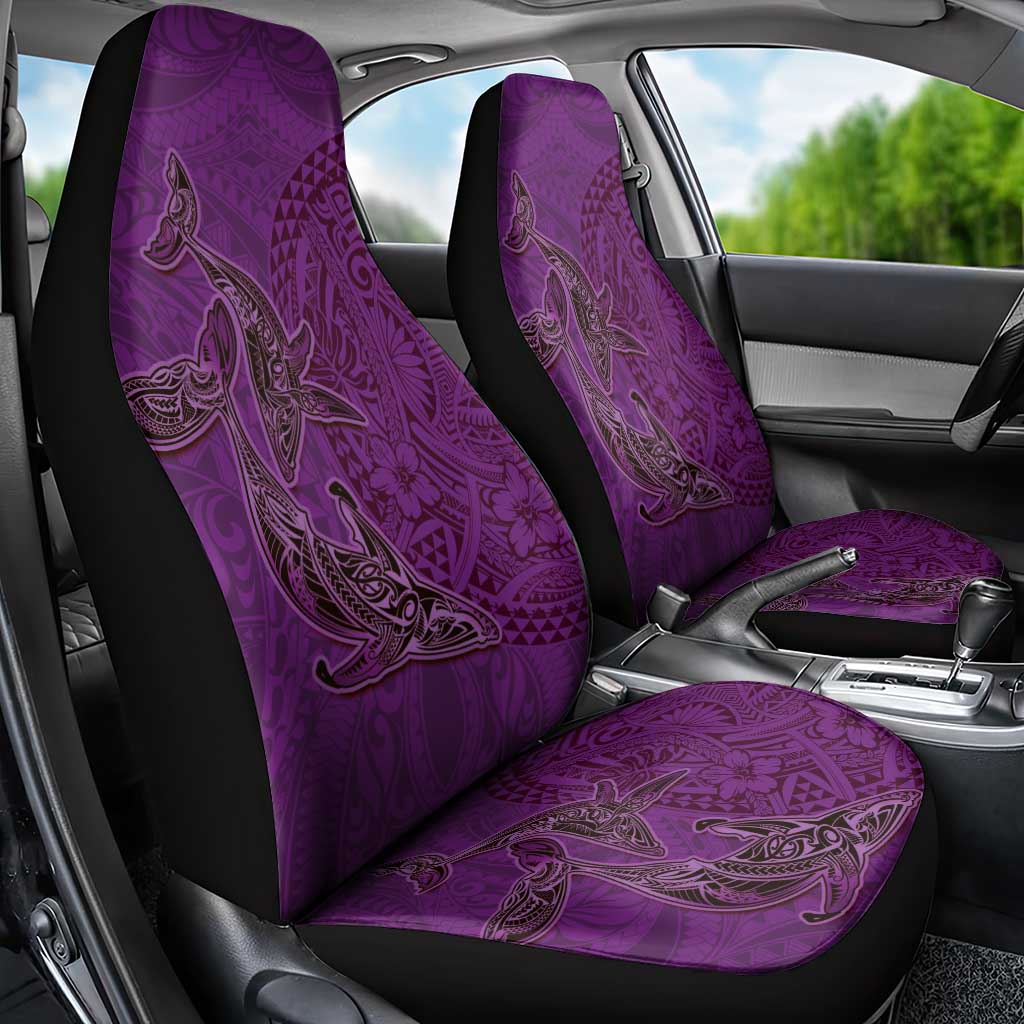 Hawaiian Whales Polynesian Art Motifs Car Seat Cover Purple Color LT03 - Polynesian Pride