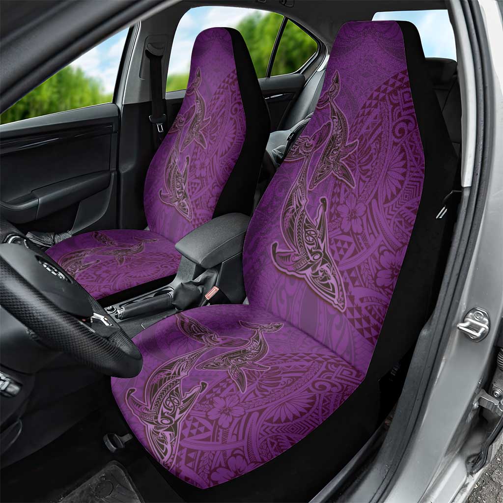 Hawaiian Whales Polynesian Art Motifs Car Seat Cover Purple Color LT03 - Polynesian Pride
