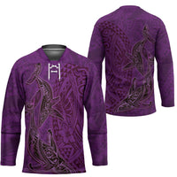 Hawaiian Whales Polynesian Art Motifs Hockey Jersey Purple Color - Polynesian Pride