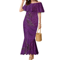 Hawaiian Whales Polynesian Art Motifs Mermaid Dress Purple Color LT03 Women Purple - Polynesian Pride