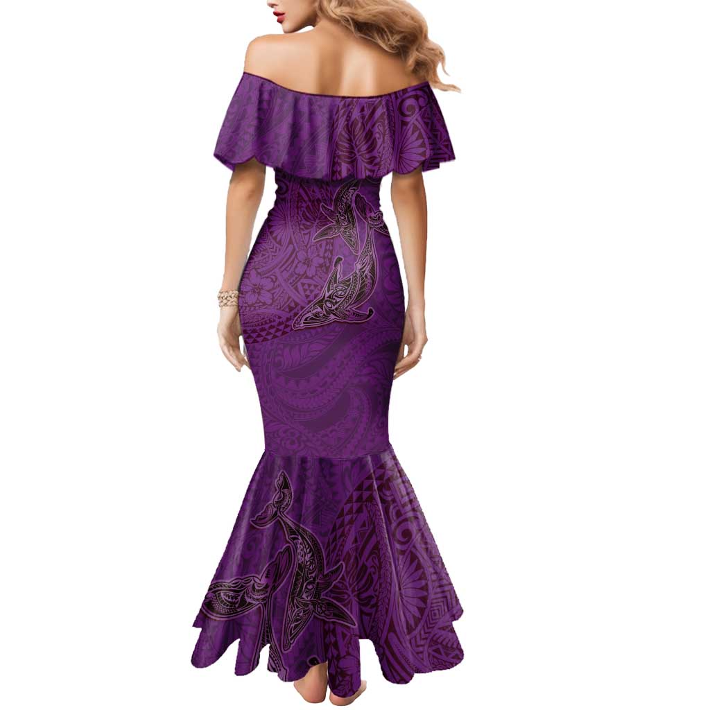 Hawaiian Whales Polynesian Art Motifs Mermaid Dress Purple Color LT03 - Polynesian Pride