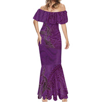 Hawaiian Whales Polynesian Art Motifs Mermaid Dress Purple Color LT03 - Polynesian Pride