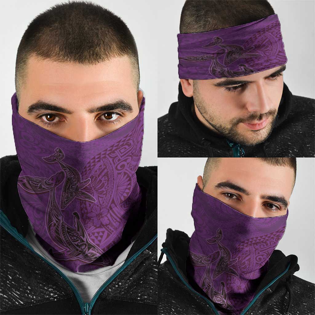 Hawaiian Whales Polynesian Art Motifs Neck Gaiter Purple Color - Polynesian Pride