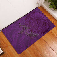 Hawaiian Whales Polynesian Art Motifs Rubber Doormat Purple Color LT03 - Polynesian Pride