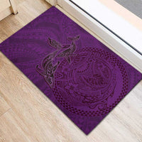 Hawaiian Whales Polynesian Art Motifs Rubber Doormat Purple Color LT03 - Polynesian Pride