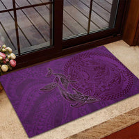 Hawaiian Whales Polynesian Art Motifs Rubber Doormat Purple Color LT03 - Polynesian Pride