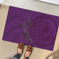Hawaiian Whales Polynesian Art Motifs Rubber Doormat Purple Color LT03 - Polynesian Pride