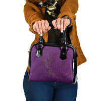 Hawaiian Whales Polynesian Art Motifs Shoulder Handbag Purple Color - Polynesian Pride