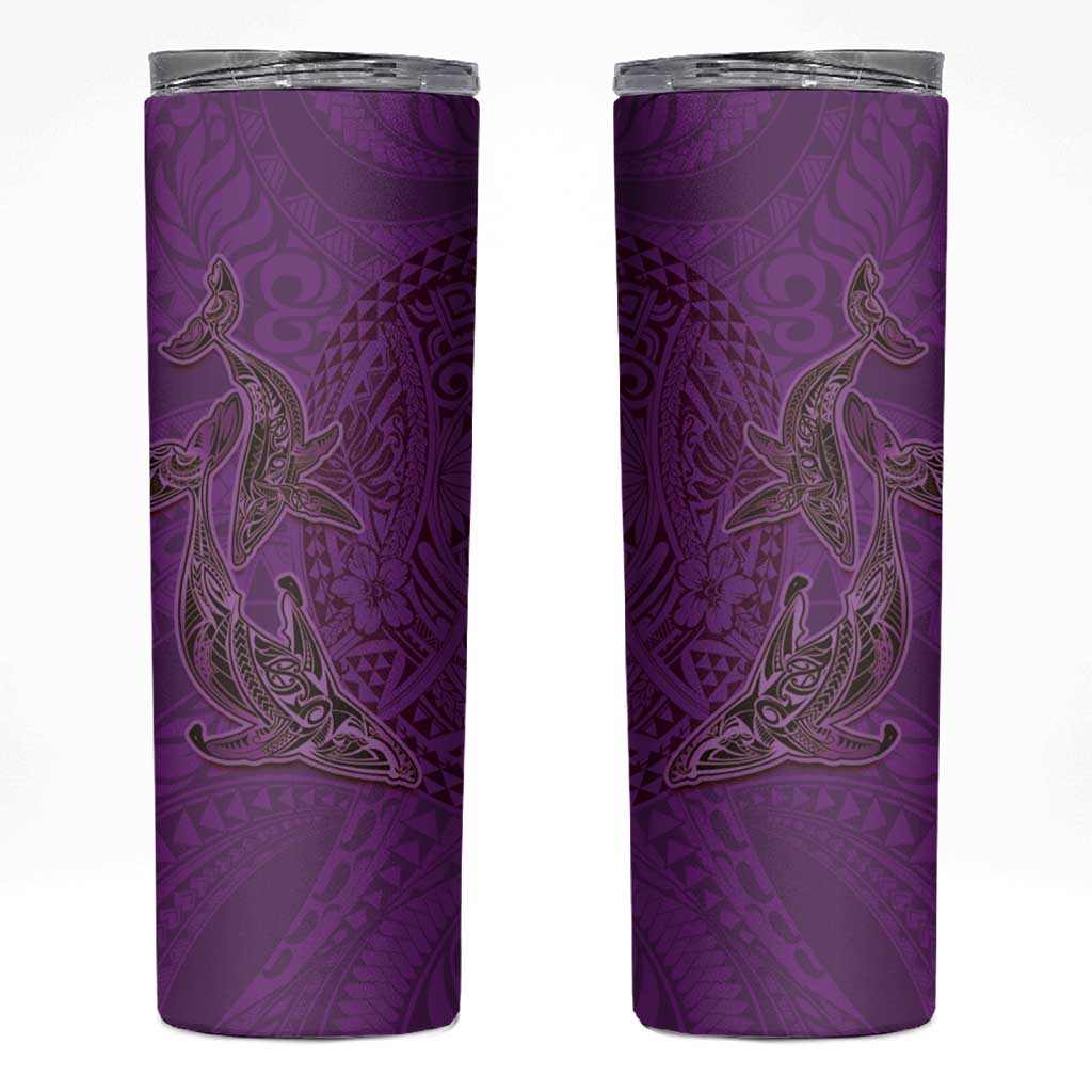 Hawaiian Whales Polynesian Art Motifs Skinny Tumbler Purple Color LT03 Purple - Polynesian Pride