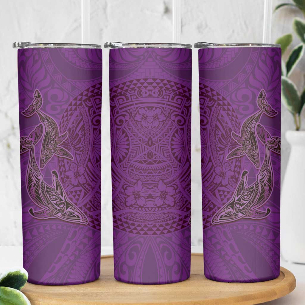 Hawaiian Whales Polynesian Art Motifs Skinny Tumbler Purple Color LT03 - Polynesian Pride