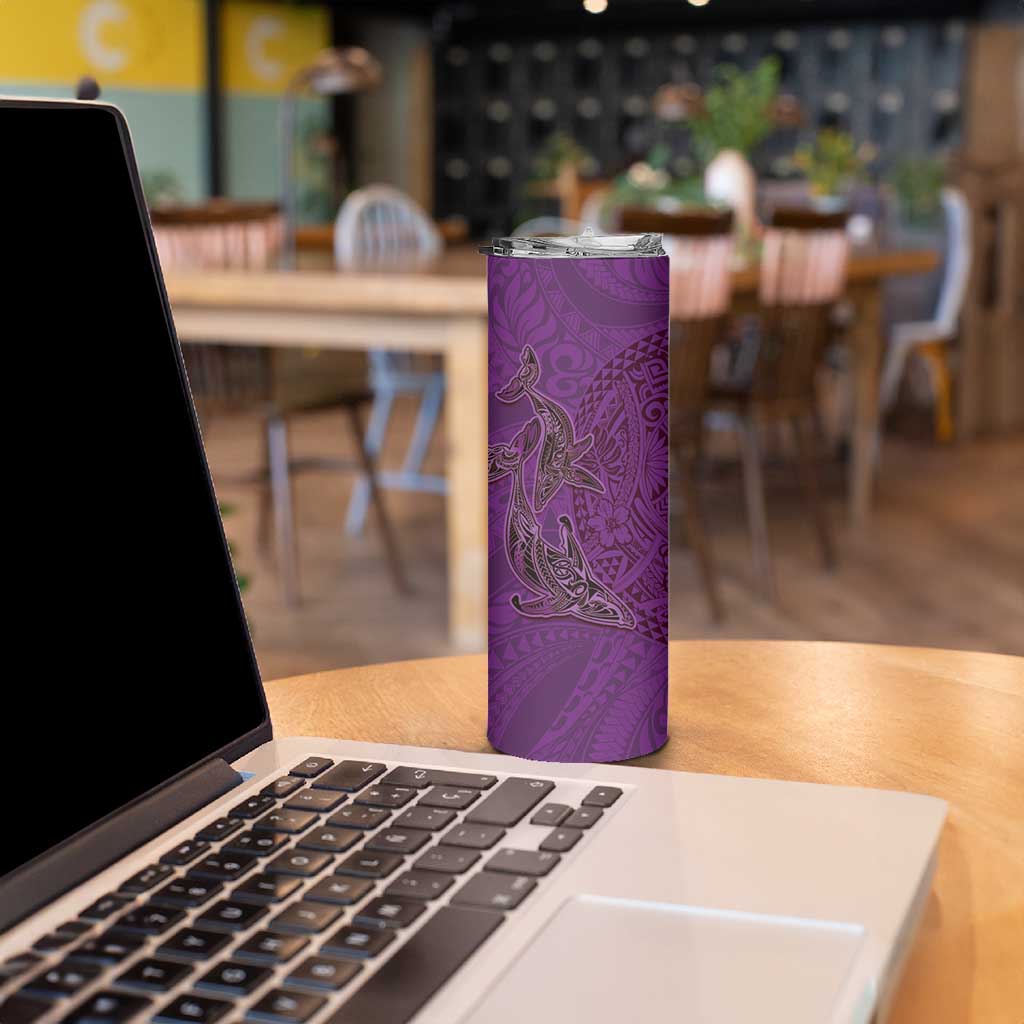 Hawaiian Whales Polynesian Art Motifs Skinny Tumbler Purple Color LT03 - Polynesian Pride