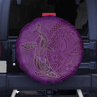 Hawaiian Whales Polynesian Art Motifs Spare Tire Cover Purple Color LT03 No hole Purple - Polynesian Pride