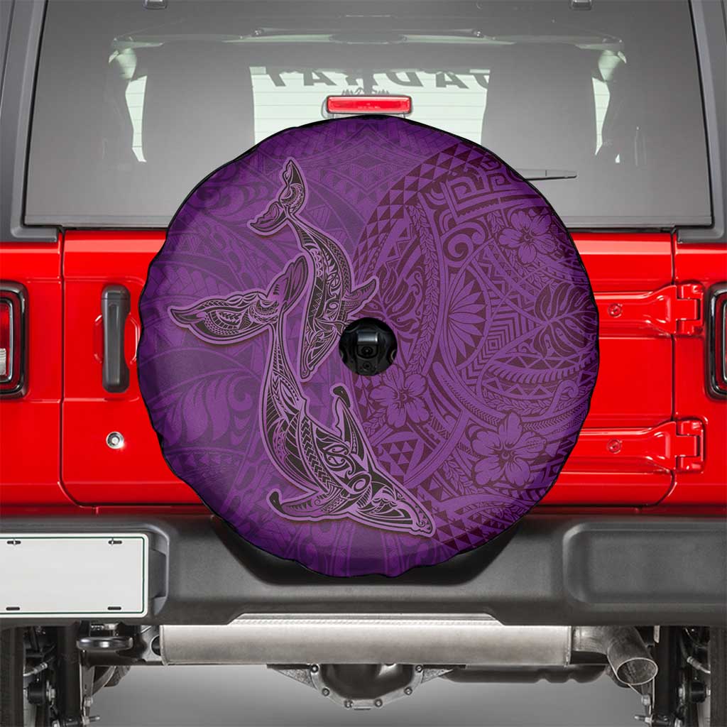 Hawaiian Whales Polynesian Art Motifs Spare Tire Cover Purple Color LT03 - Polynesian Pride