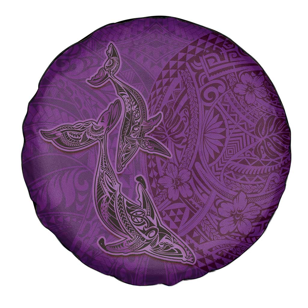 Hawaiian Whales Polynesian Art Motifs Spare Tire Cover Purple Color LT03 - Polynesian Pride