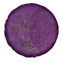 Hawaiian Whales Polynesian Art Motifs Spare Tire Cover Purple Color LT03 - Polynesian Pride