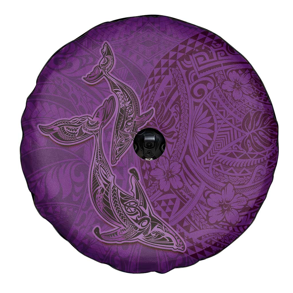 Hawaiian Whales Polynesian Art Motifs Spare Tire Cover Purple Color LT03 - Polynesian Pride