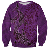 Hawaiian Whales Polynesian Art Motifs Sweatshirt Purple Color LT03 Unisex Purple - Polynesian Pride