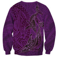Hawaiian Whales Polynesian Art Motifs Sweatshirt Purple Color LT03 - Polynesian Pride