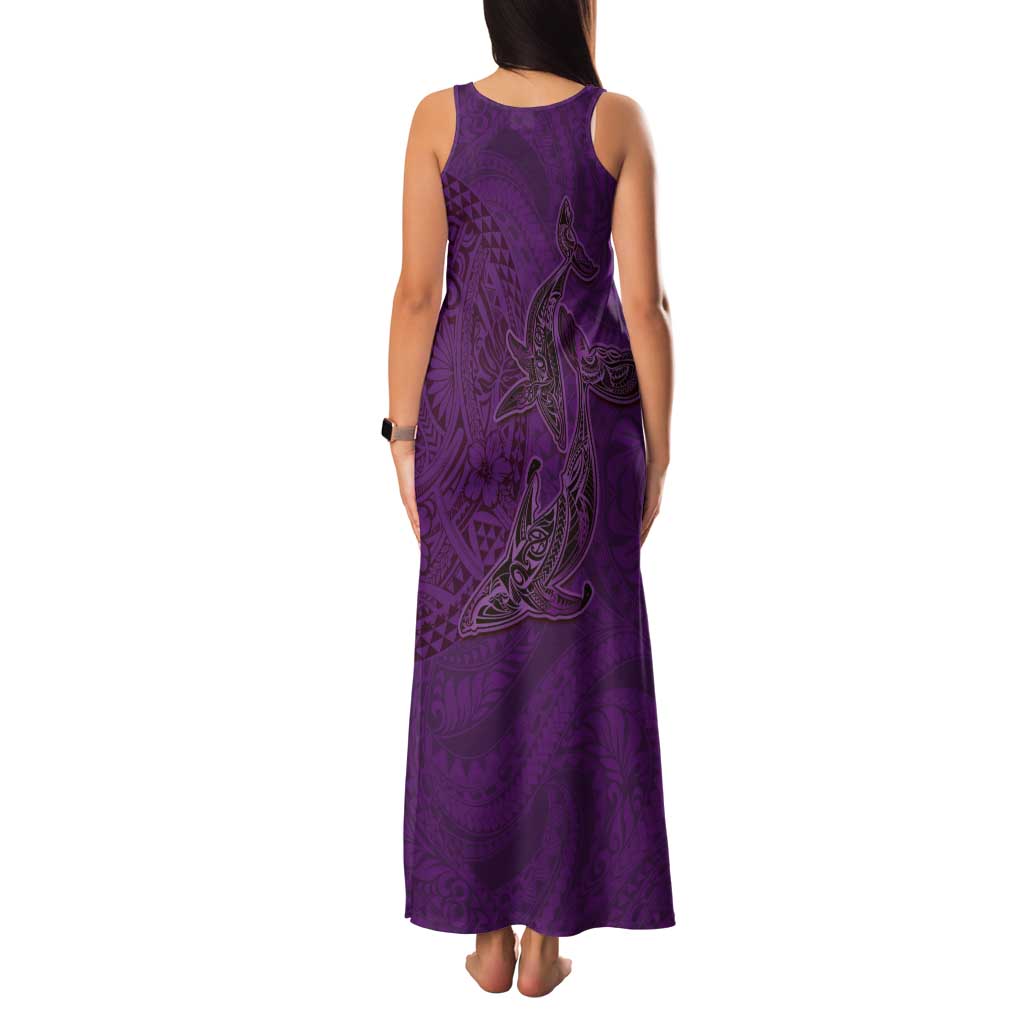 Hawaiian Whales Polynesian Art Motifs Tank Maxi Dress Purple Color LT03 - Polynesian Pride