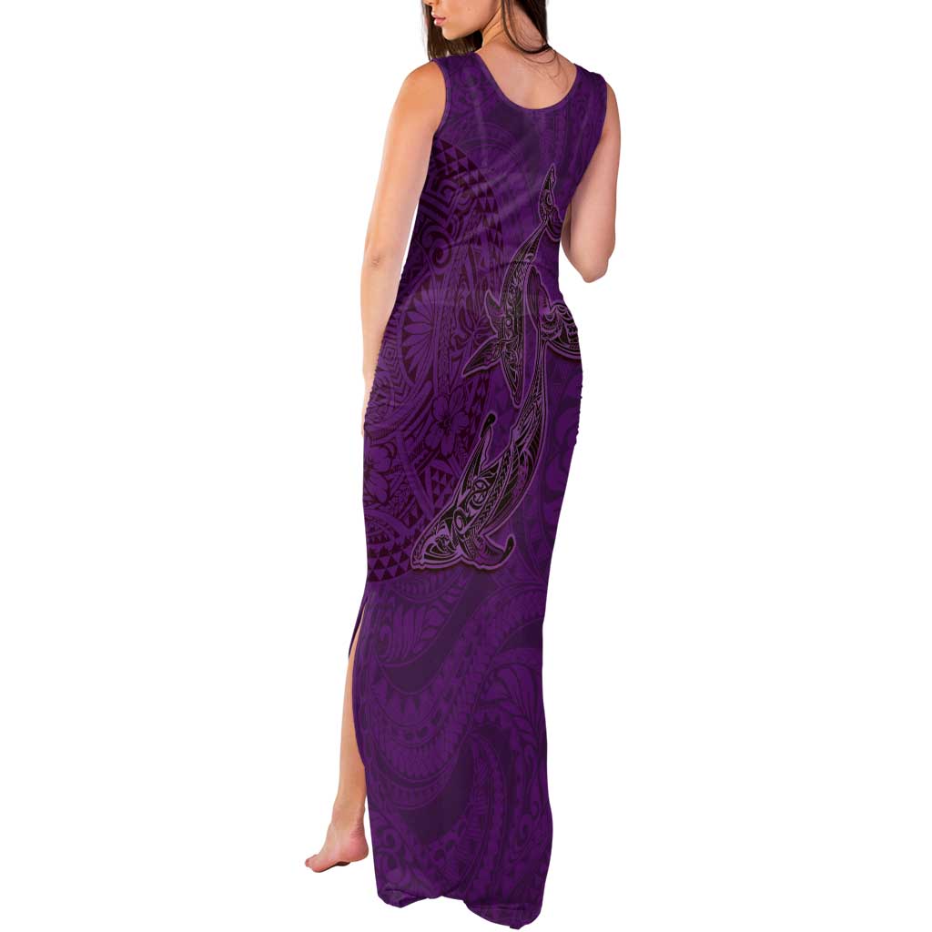 Hawaiian Whales Polynesian Art Motifs Tank Maxi Dress Purple Color LT03 - Polynesian Pride