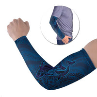 Hawaiian Whales Polynesian Art Motifs Arm Sleeves Blue Color - Polynesian Pride