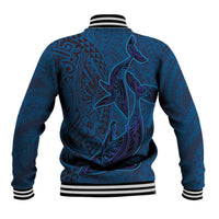 Hawaiian Whales Polynesian Art Motifs Baseball Jacket Blue Color - Polynesian Pride