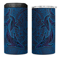 Hawaiian Whales Polynesian Art Motifs 4 in 1 Can Cooler Tumbler Blue Color LT03 One Size: 16 oz Blue - Polynesian Pride